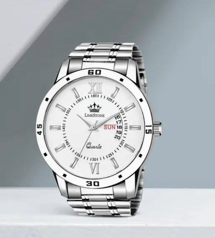 LIMESTONE Day and date function steel strap Quartz Analog watch - for Man ♂️ - Image 2