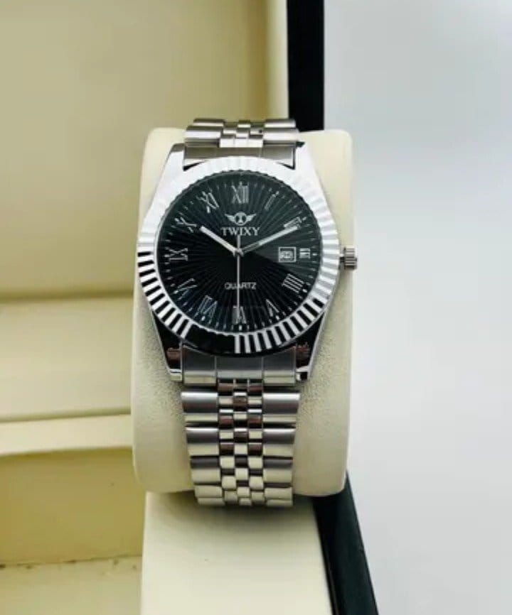 Ballade Design Date Function Watch With Black Dial, Stainless Steel Chain Analog Watch - For Men - Image 4
